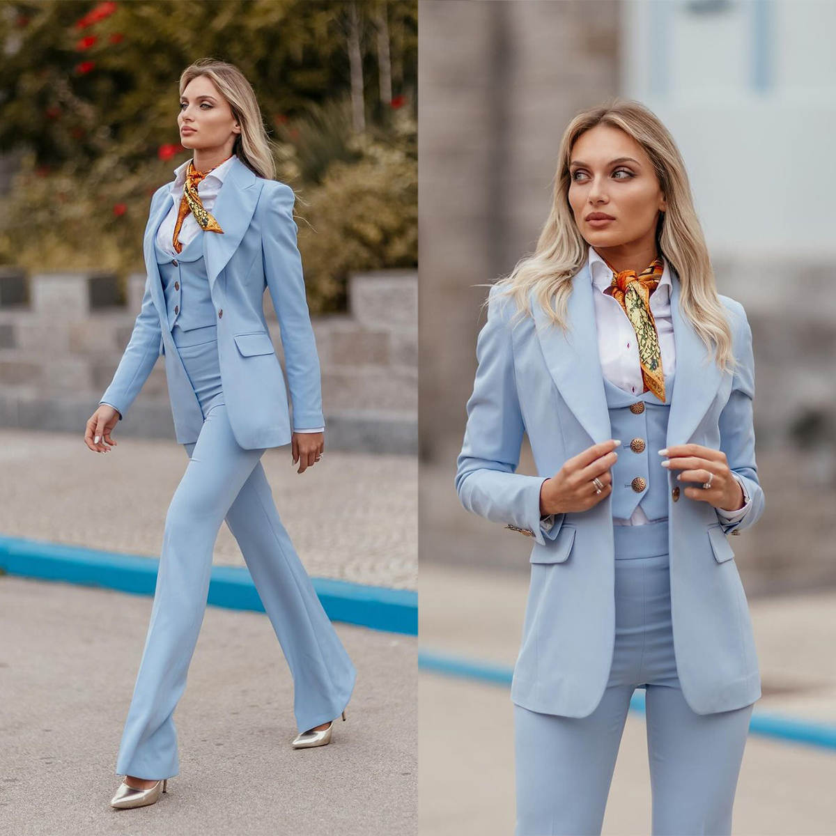 Women Formal Suits Sky Blue Pe - Women Formal Wear Tailor avis et prix