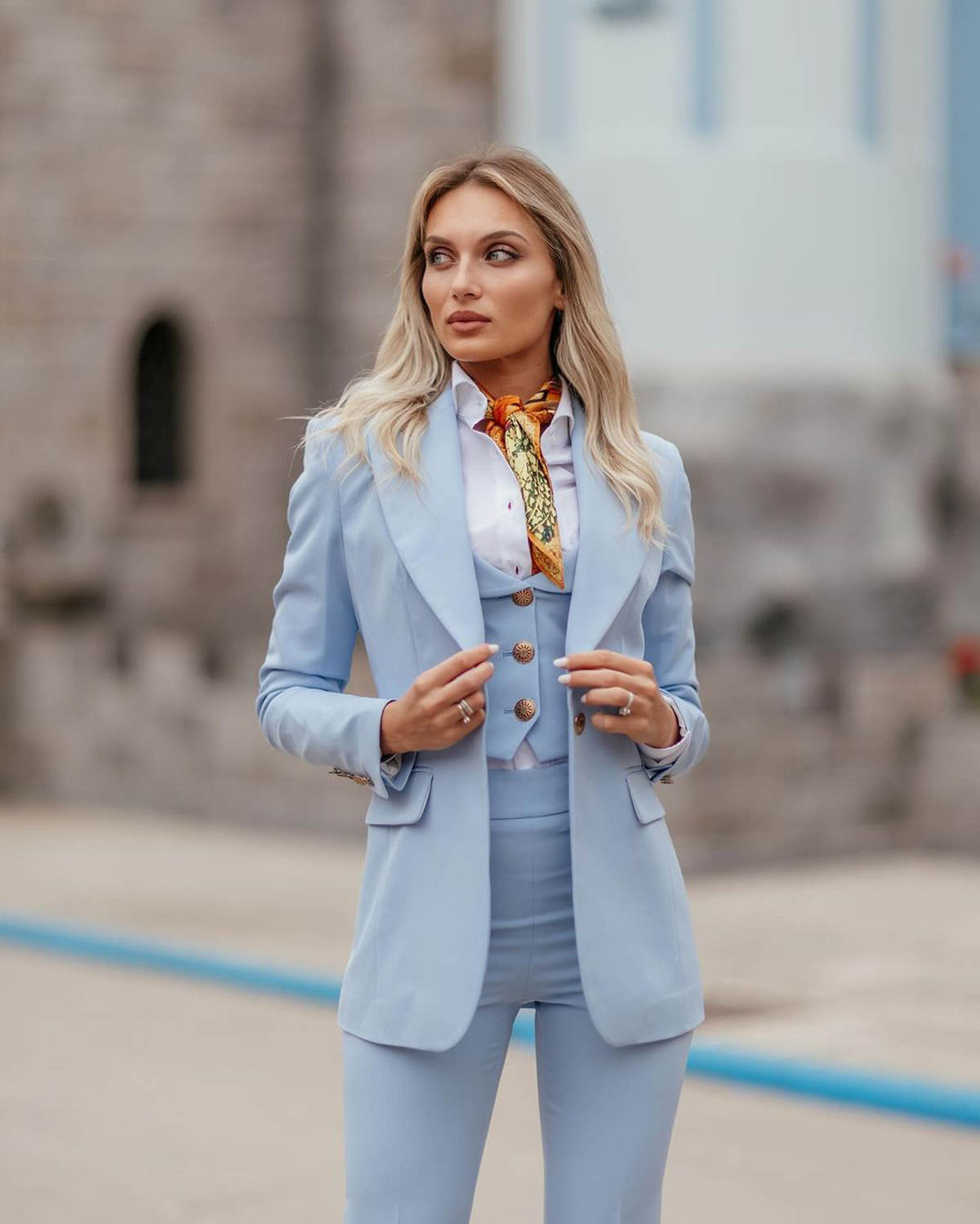 Women Formal Suits Sky Blue Pe - Women Formal Wear Tailor avis et prix