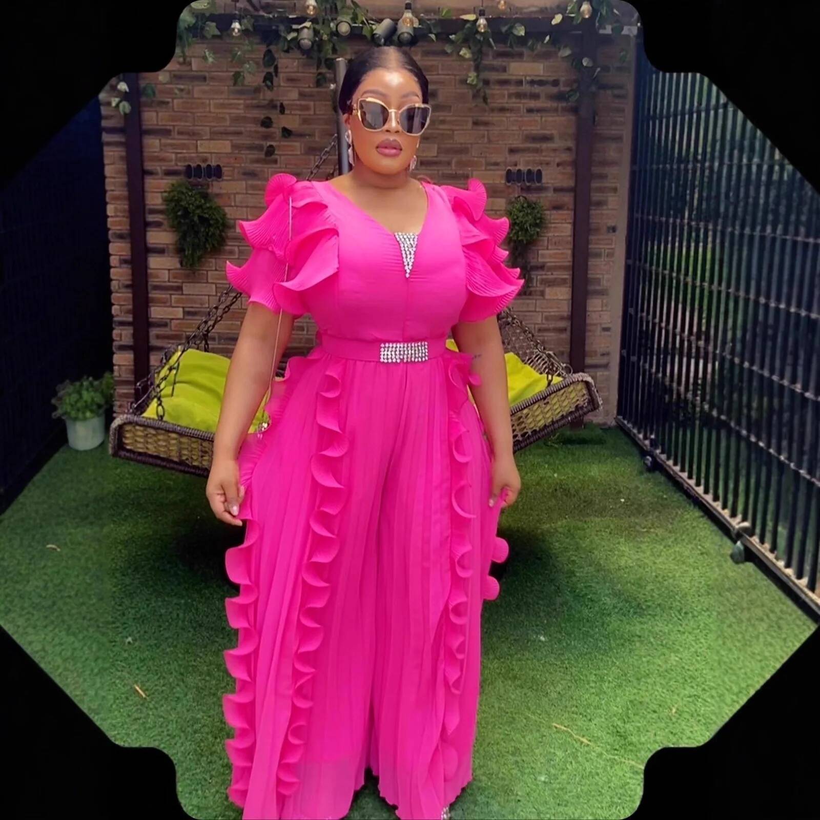Plus Size Women's V-neck Ruffl - Women Formal Wear For Summer avis et prix