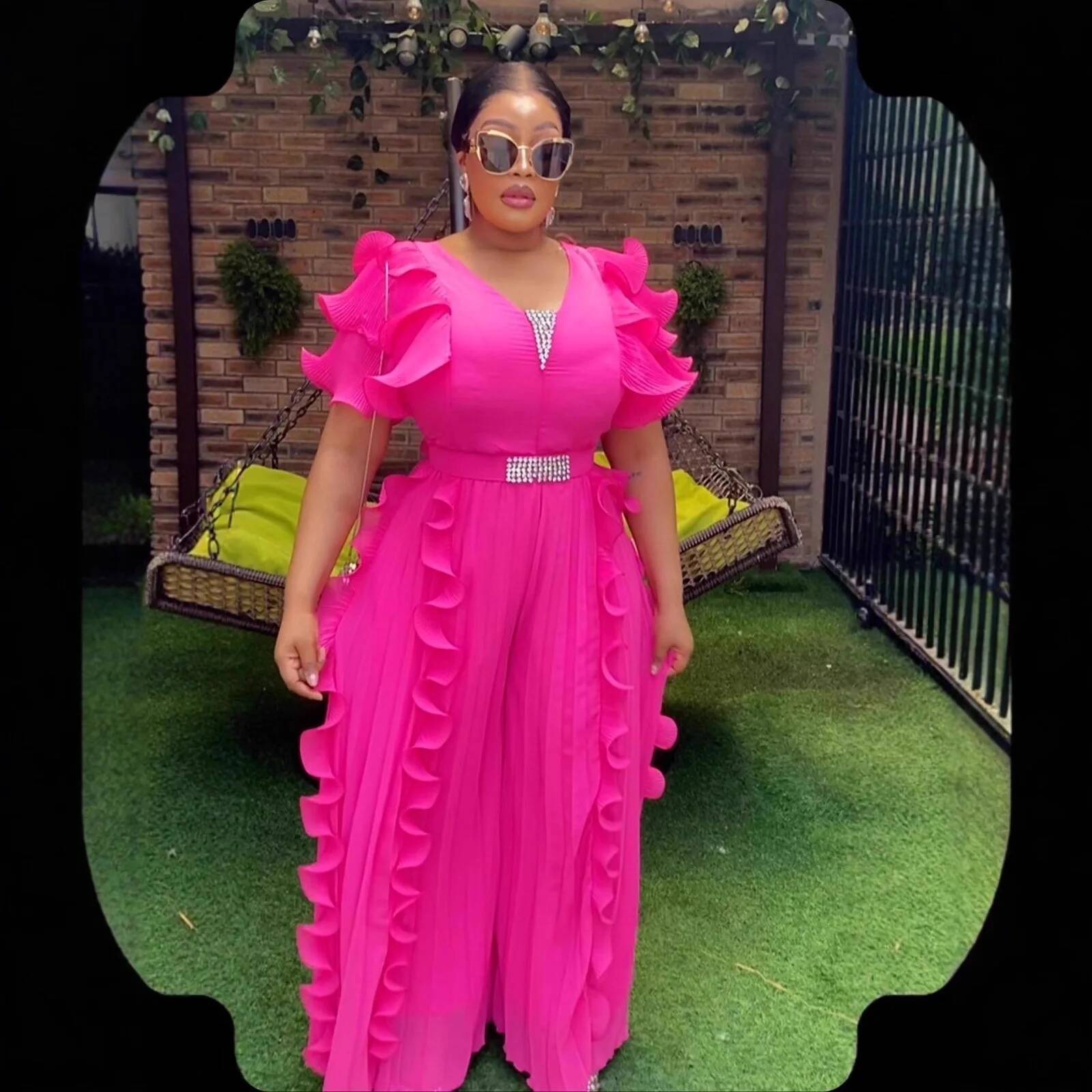 Plus Size Women's V-neck Ruffl - Women Formal Wear For Summer avis et prix