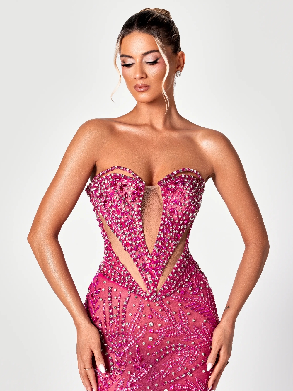 Fuchsia Cut Out Sweet Evening  - Formal Gala Wear Women avis et prix