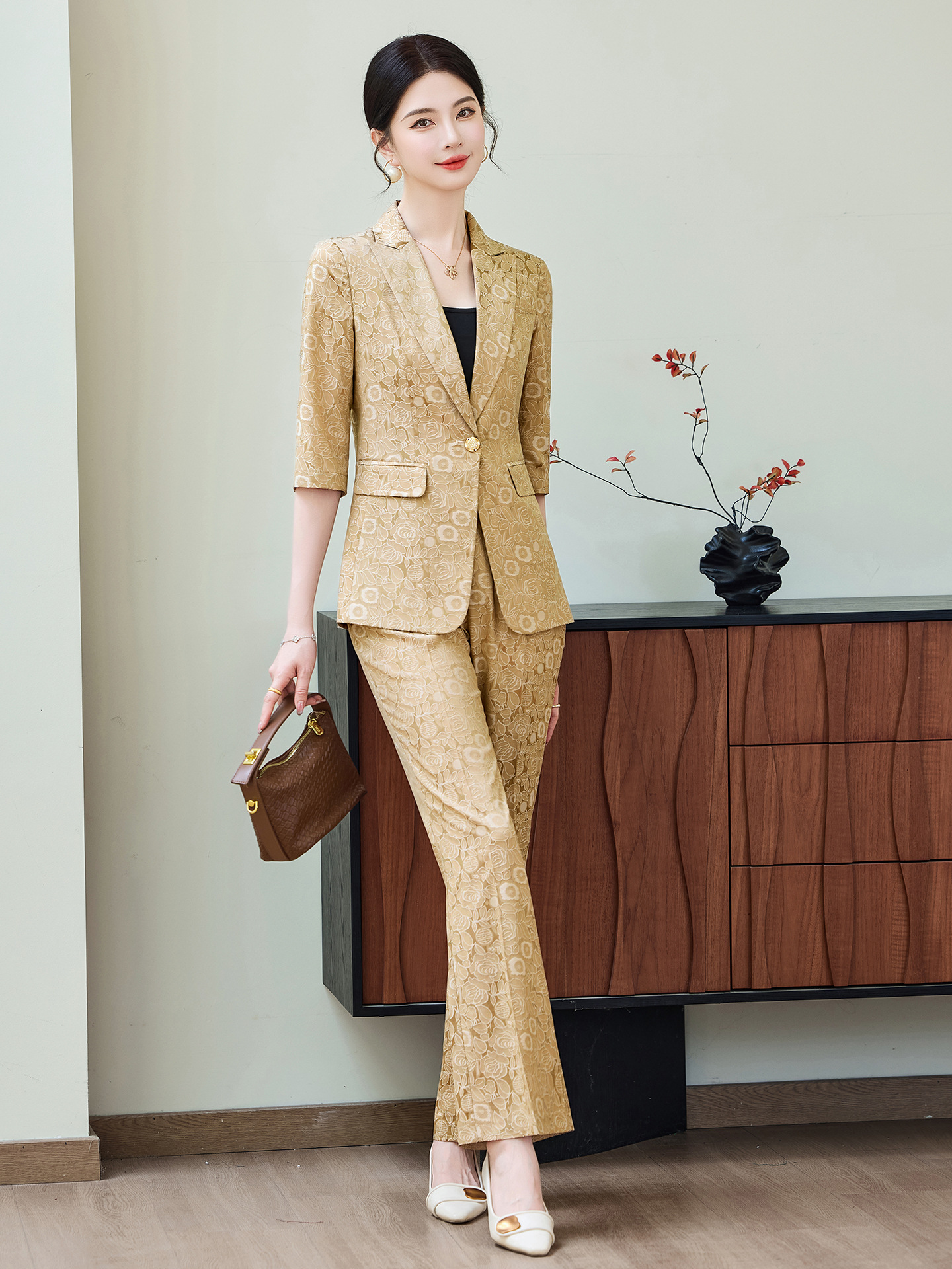 Fashion Apricot Half Sleeve Pr - Women'S Office Formal Wear For Ladies avis et prix