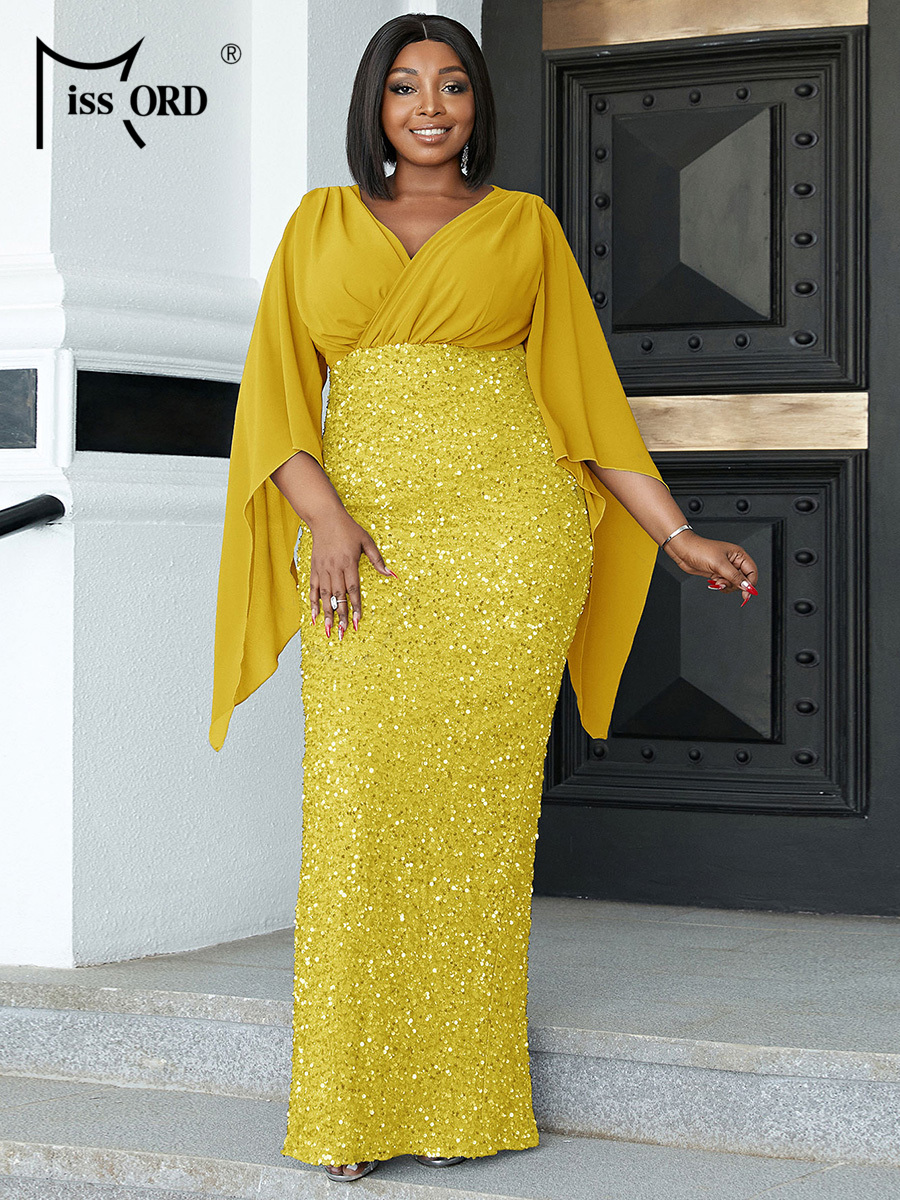 Missord Yellow Sequin Plus Siz - Women Formal Wear Dress avis et prix