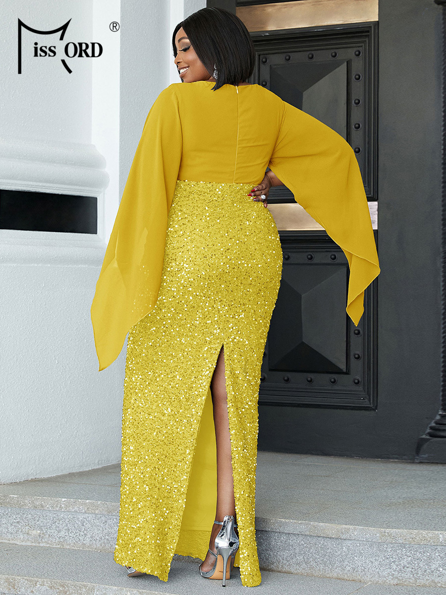 Missord Yellow Sequin Plus Siz - Women Formal Wear Dress avis et prix