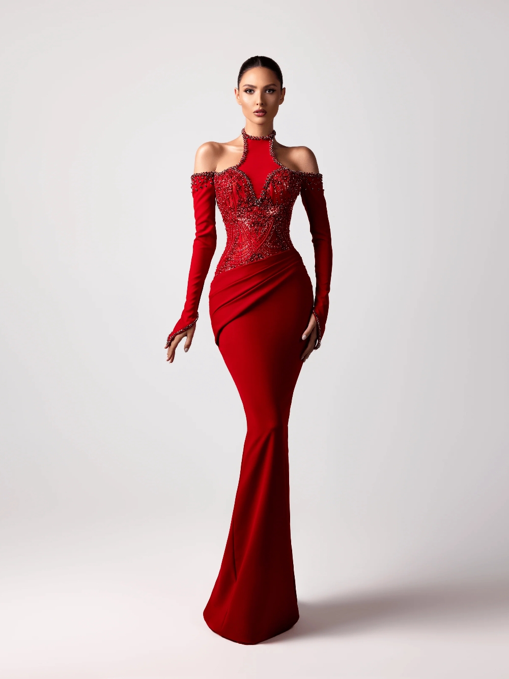 Red Sexy Halter Evening Dress  - Formal Gala Wear Women avis et prix