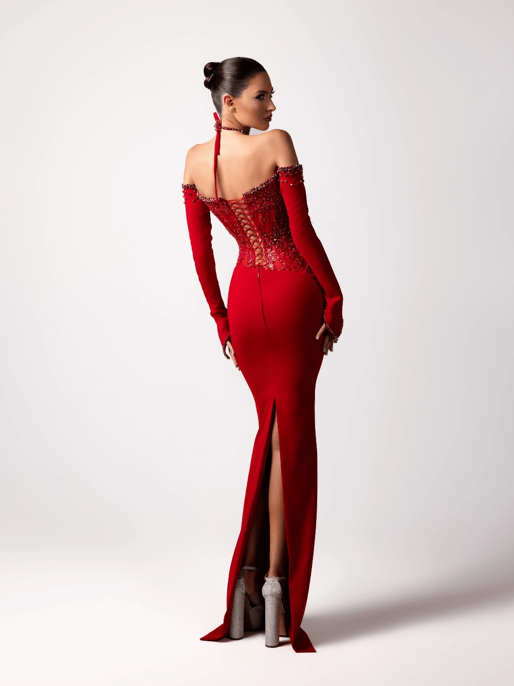 Red Sexy Halter Evening Dress  - Formal Gala Wear Women avis et prix