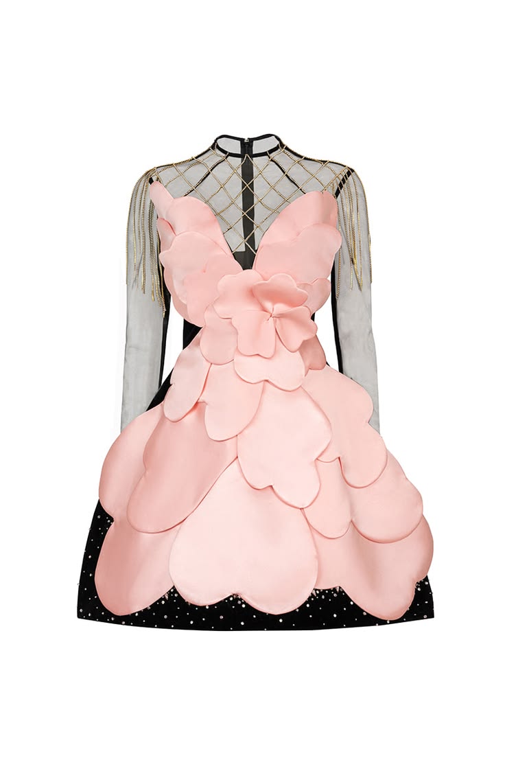 Gothic Black Pink Floral Mini  - Women Formal Wear Dress avis et prix