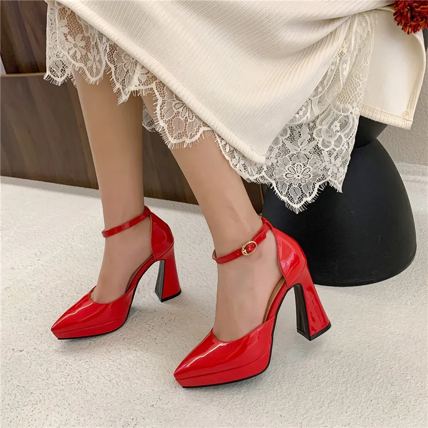 Red Black Patent Leather Platf - Women Formal Wear For Summer avis et prix