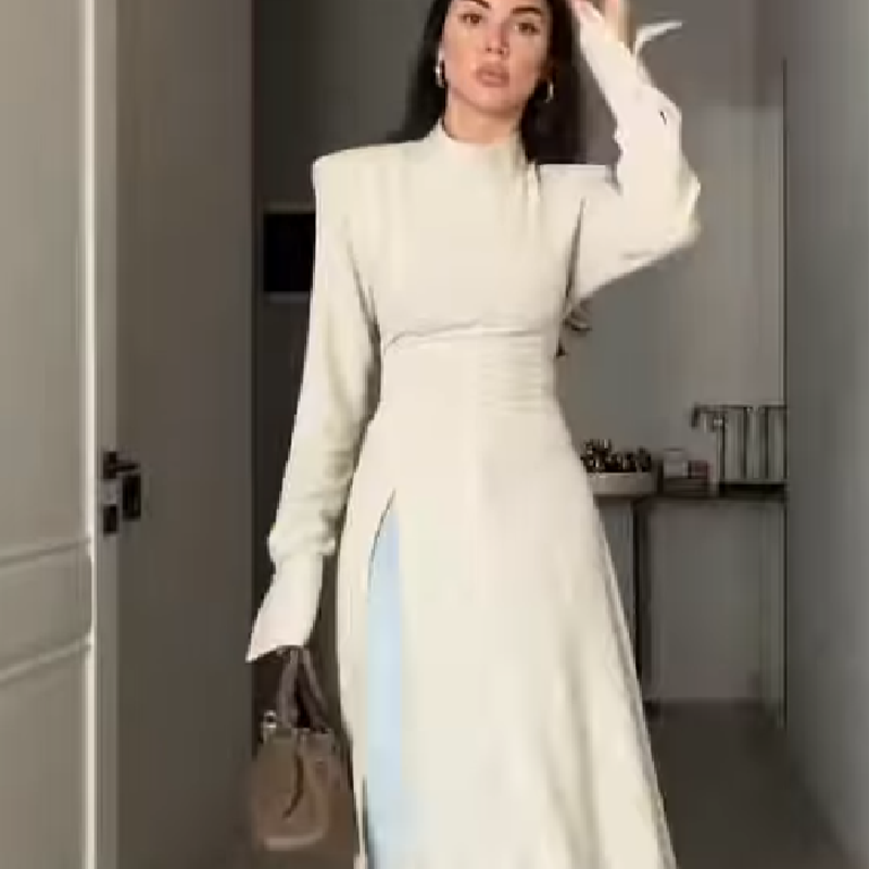 Women's Elegant High Neck Long - Women Formal Wear Tops avis et prix
