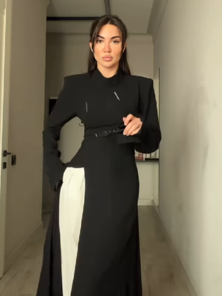 Women's Elegant High Neck Long - Women Formal Wear Tops avis et prix