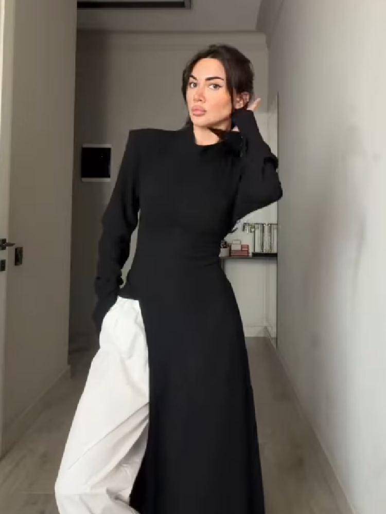 Women's Elegant High Neck Long - Women Formal Wear Tops avis et prix