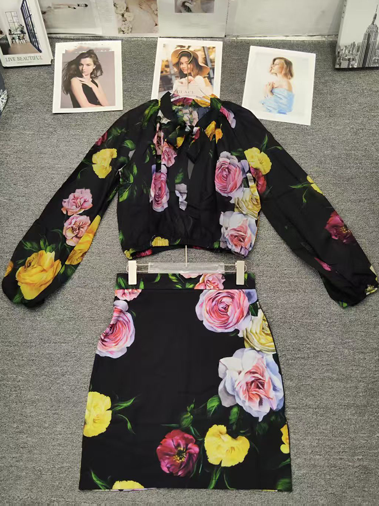 Retro flower print long-sleeve - Women Formal Wear For Summer avis et prix