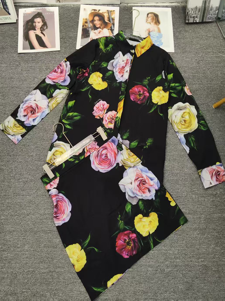 Retro flower print long-sleeve - Women Formal Wear For Summer avis et prix