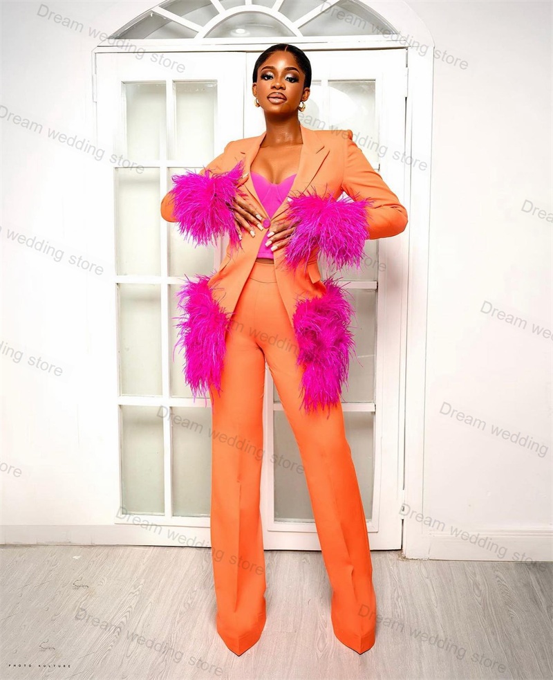 Ostrich Feather Orange Women S - Women Formal Wear Tailor avis et prix