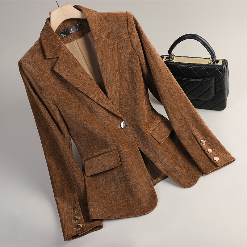 Yellow Gold Velvet Blazer Wome - Women Formal Wear Winter avis et prix