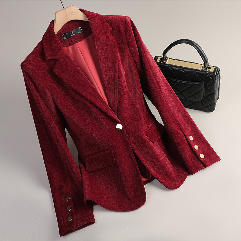 Yellow Gold Velvet Blazer Wome - Women Formal Wear Winter avis et prix