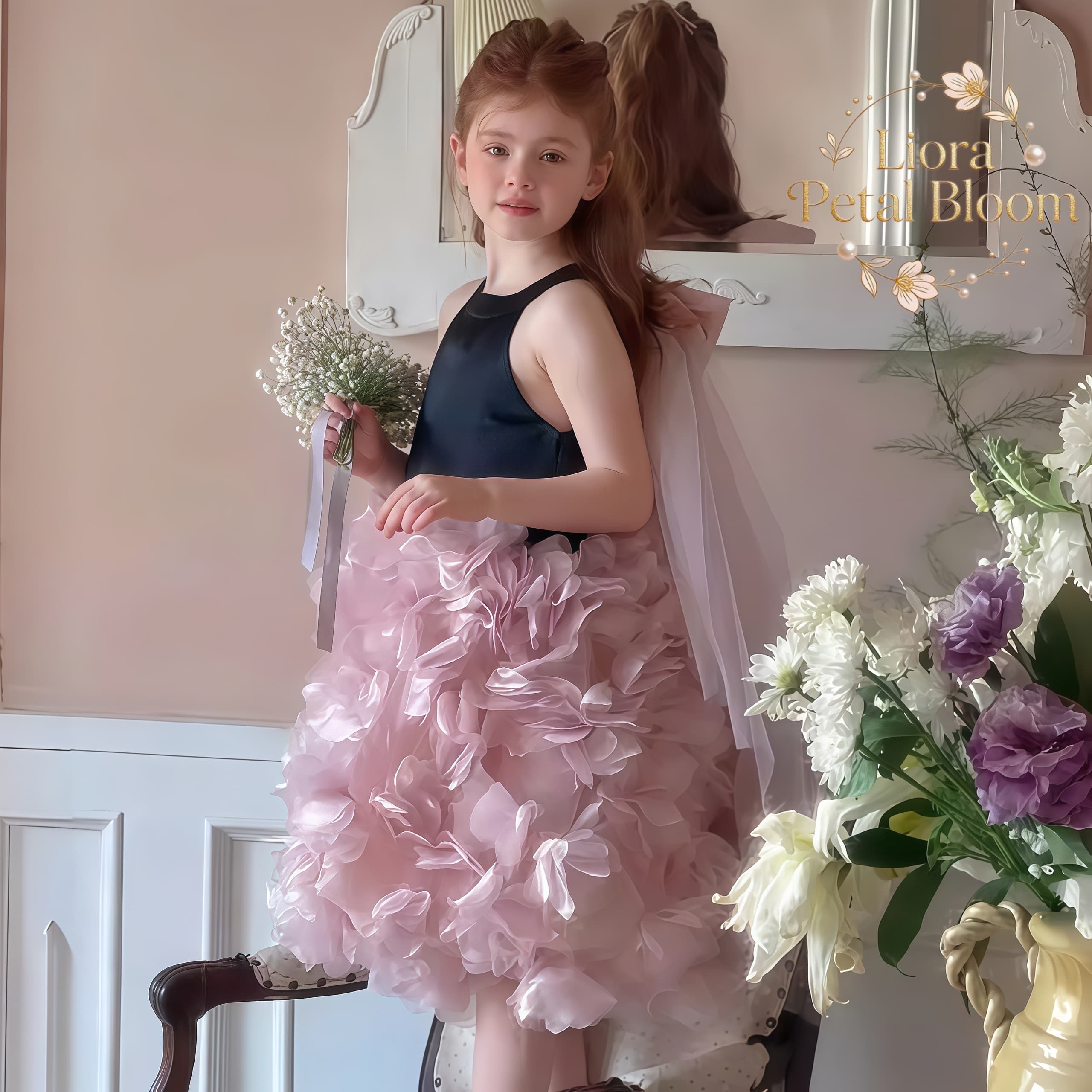 Girls' Black Floral Tulle Dres - Women Formal Wear Dress avis et prix