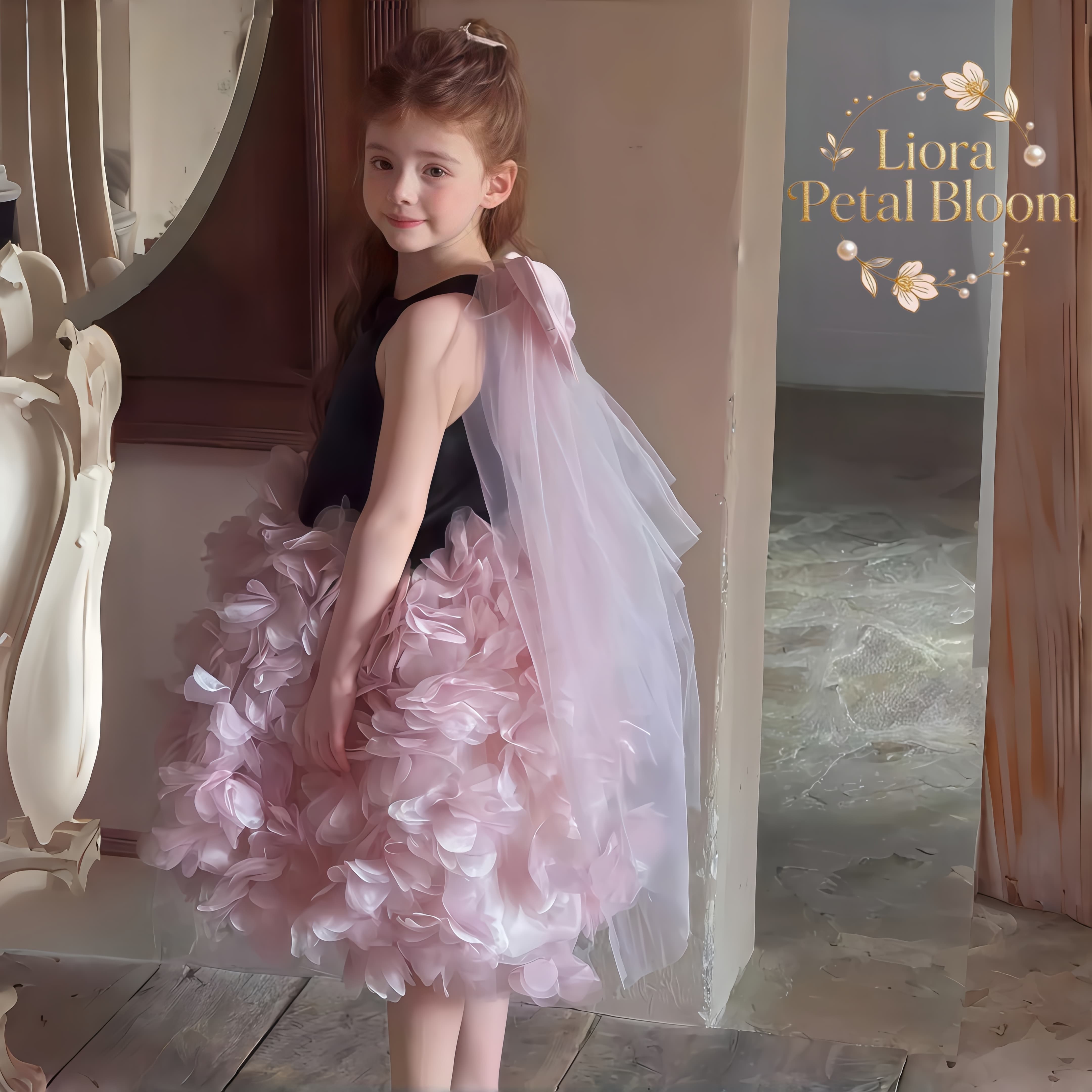 Girls' Black Floral Tulle Dres - Women Formal Wear Dress avis et prix