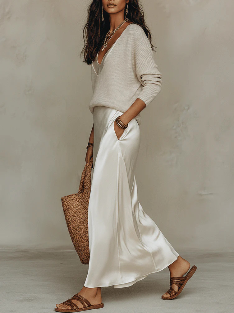 Chic Women's Satin Maxi Dress  - Women Formal Wear Dress avis et prix
