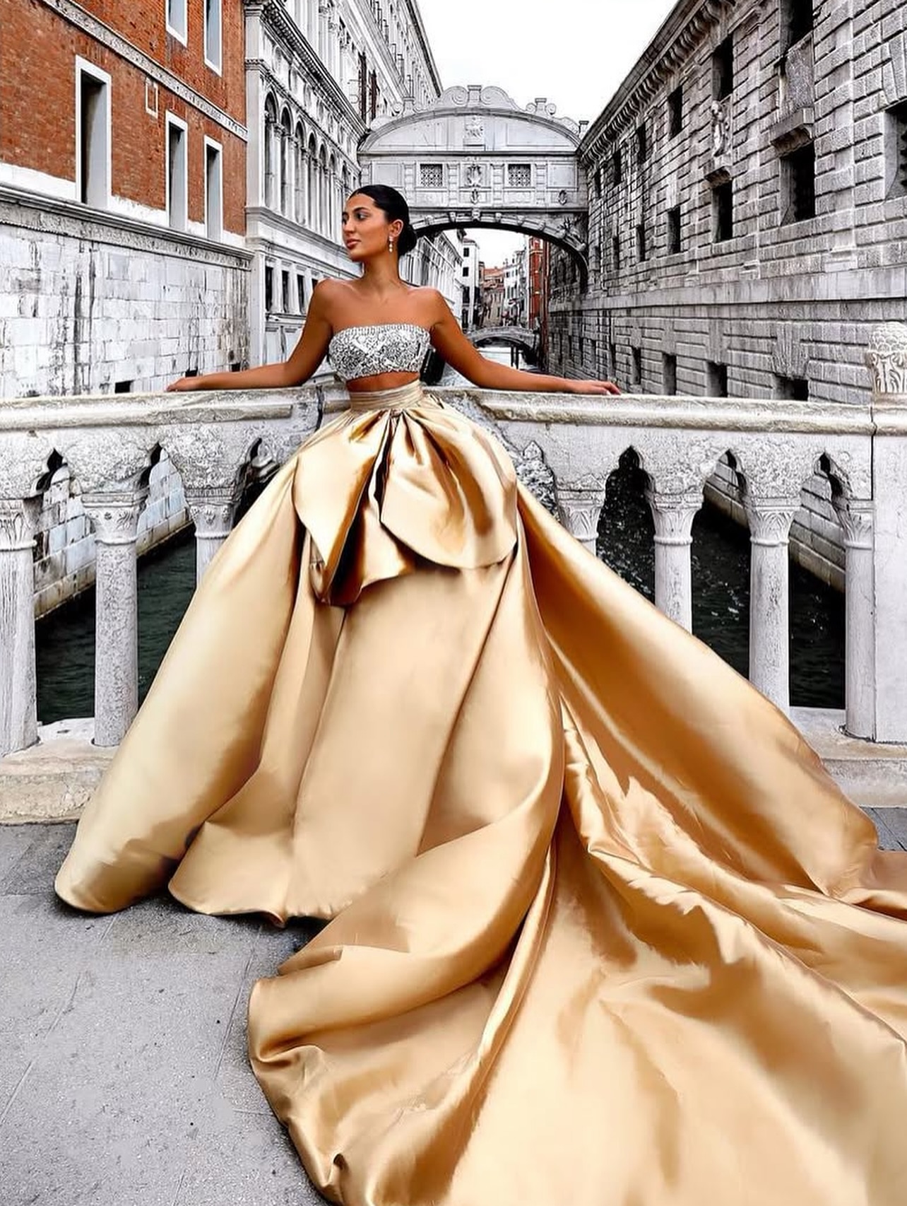 New Metallic Gold Satin High‑W - Women Formal Wear Sale avis et prix
