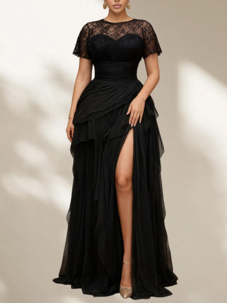 Elegant Plus Size Lace Mesh Ev - Women Formal Wear Dress avis et prix