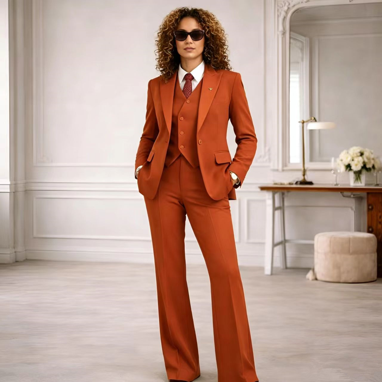 Rust Women's Suits 3 Pcs Vinta - Women Formal Wear Tailor avis et prix