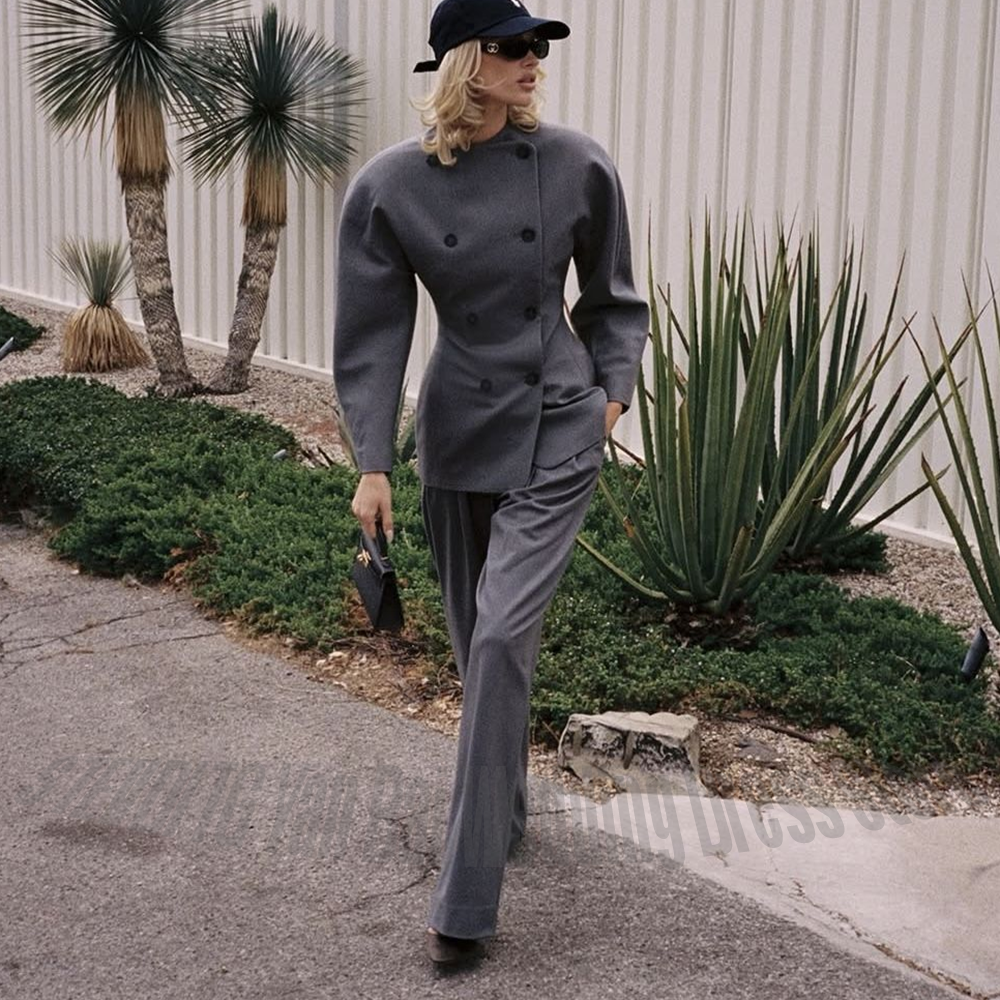 Classic Grey Women's Suit Set  - Women Formal Wear Tailor avis et prix