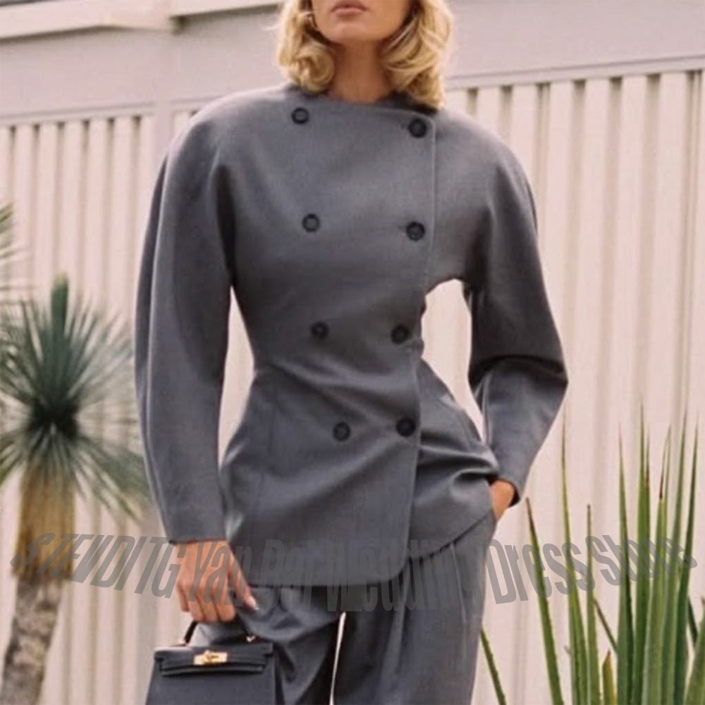 Classic Grey Women's Suit Set  - Women Formal Wear Tailor avis et prix