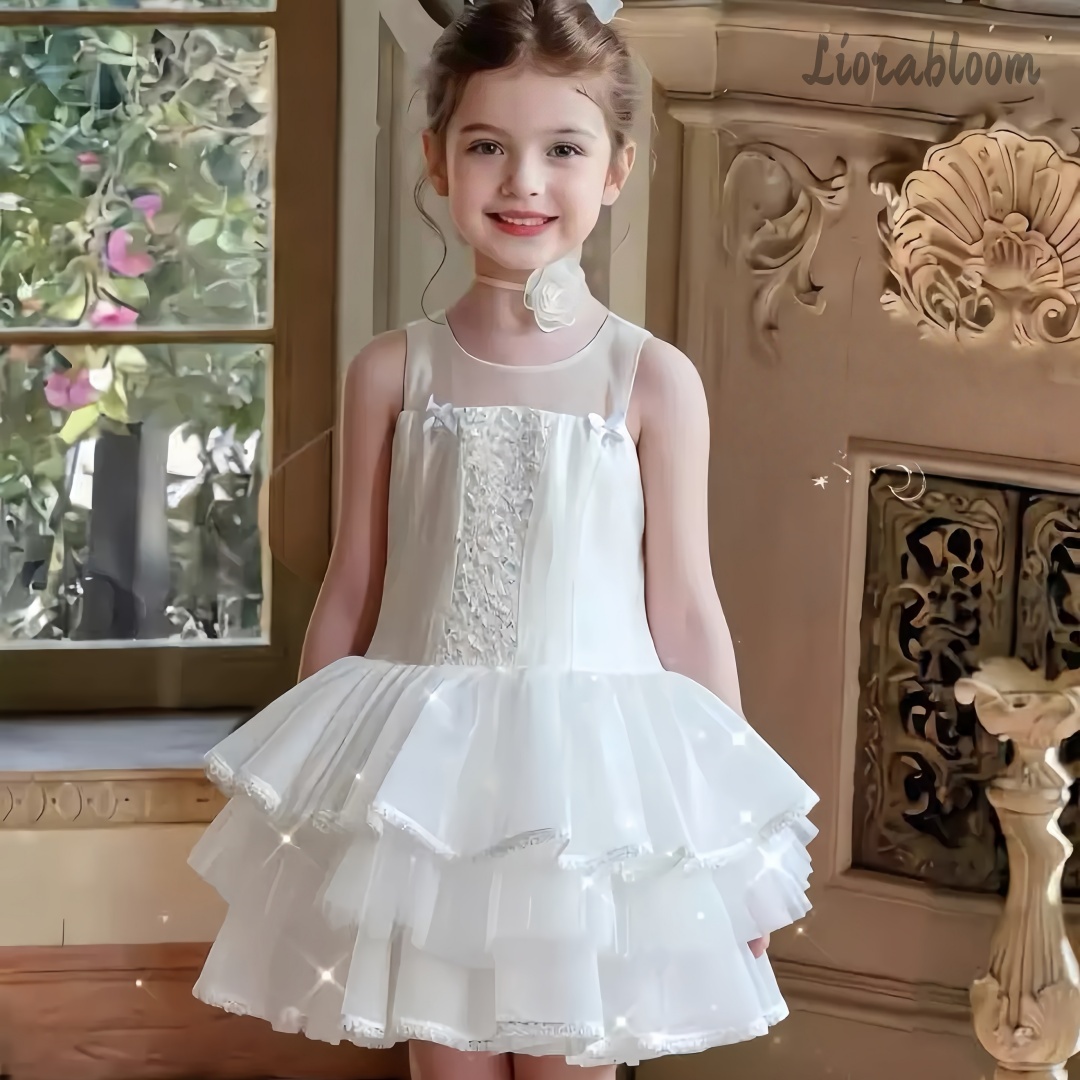 Girls' White Embroidered Forma - Women Formal Wear Dress avis et prix