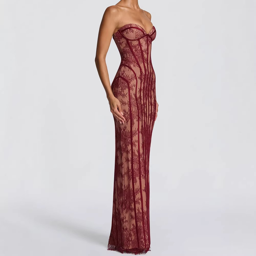 Strapless Bodycon Maxi Dress f - Women Formal Wear For Summer avis et prix
