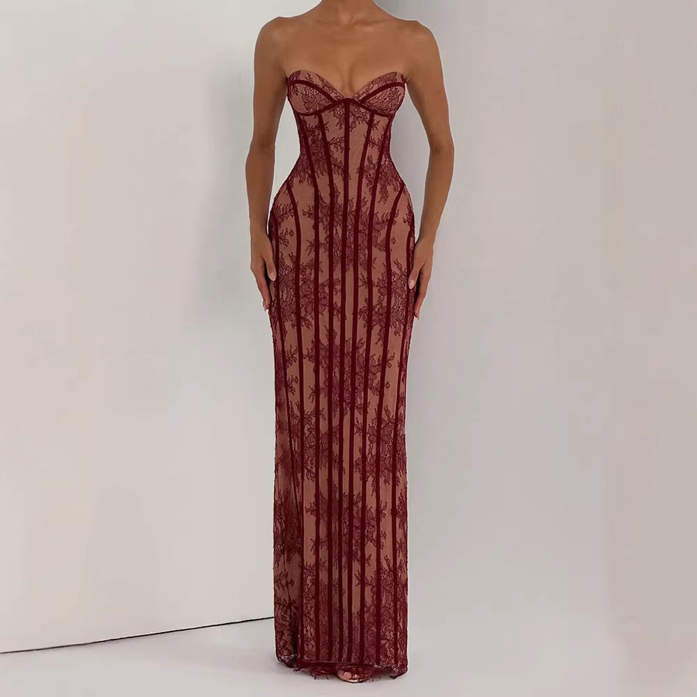 Strapless Bodycon Maxi Dress f - Women Formal Wear For Summer avis et prix