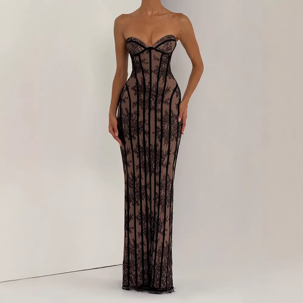 Strapless Bodycon Maxi Dress f - Women Formal Wear For Summer avis et prix