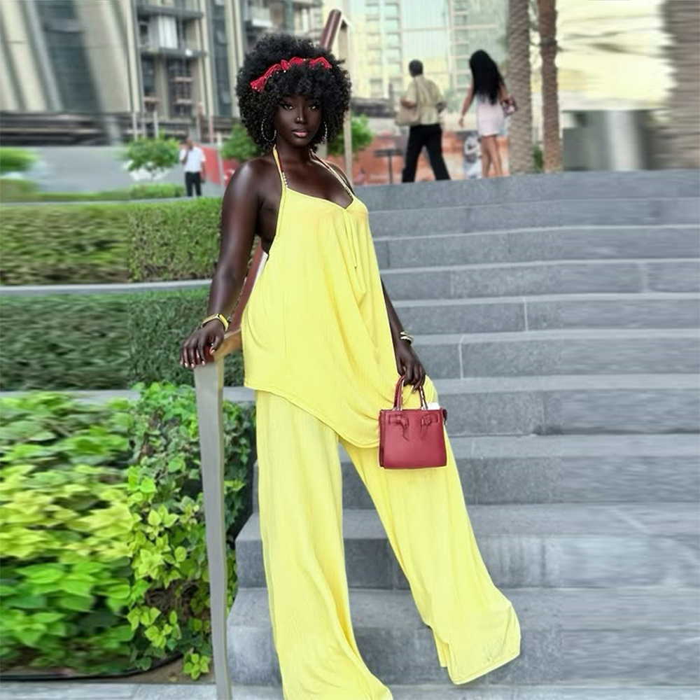 Elegant Yellow Two Pieces Wome - Women Formal Wear Tops avis et prix