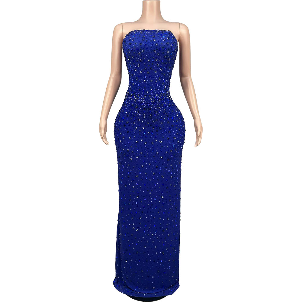 Sparkly Rhinestone Blue Strapl - Formal Gala Wear Women avis et prix