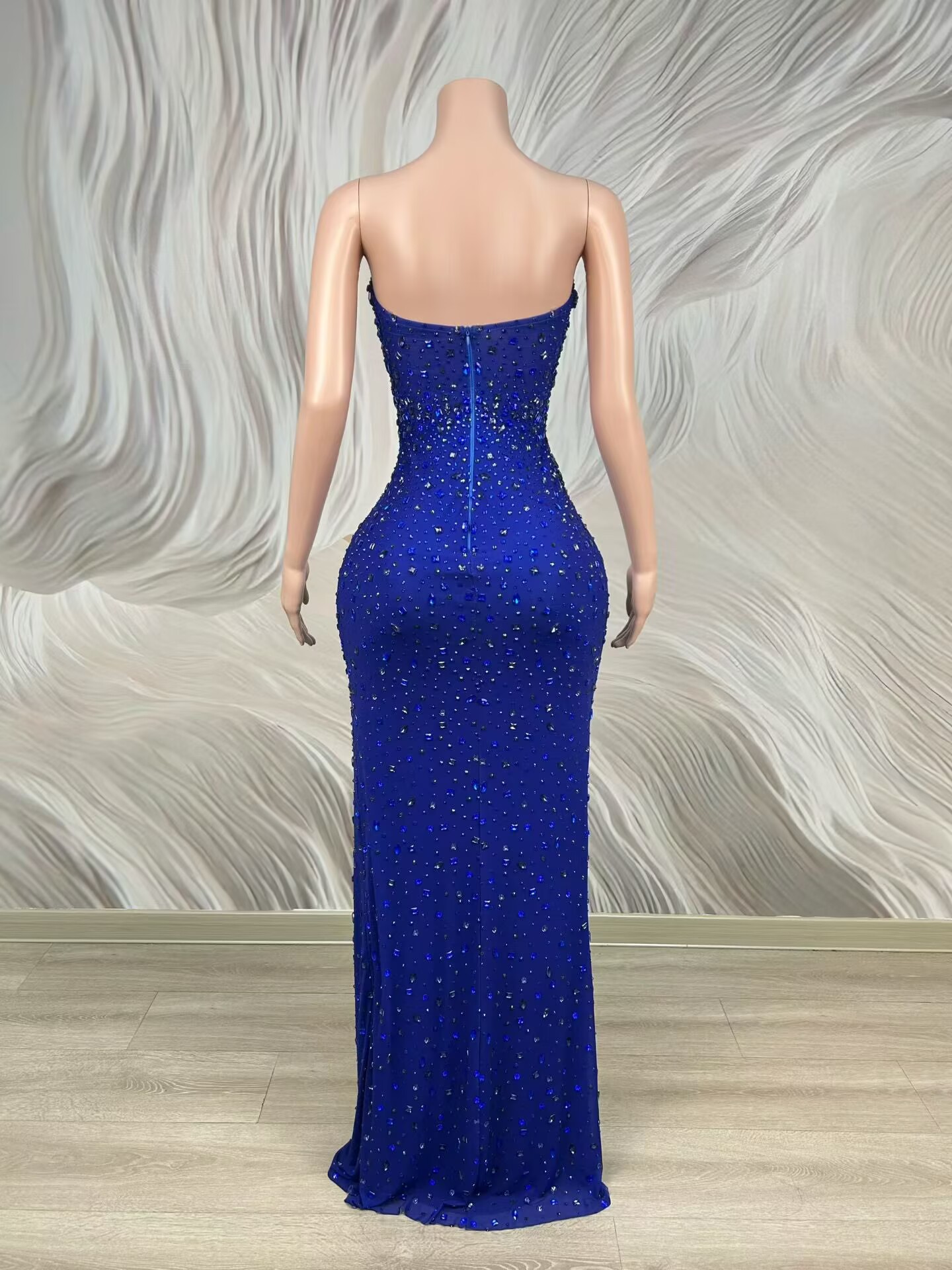 Sparkly Rhinestone Blue Strapl - Formal Gala Wear Women avis et prix