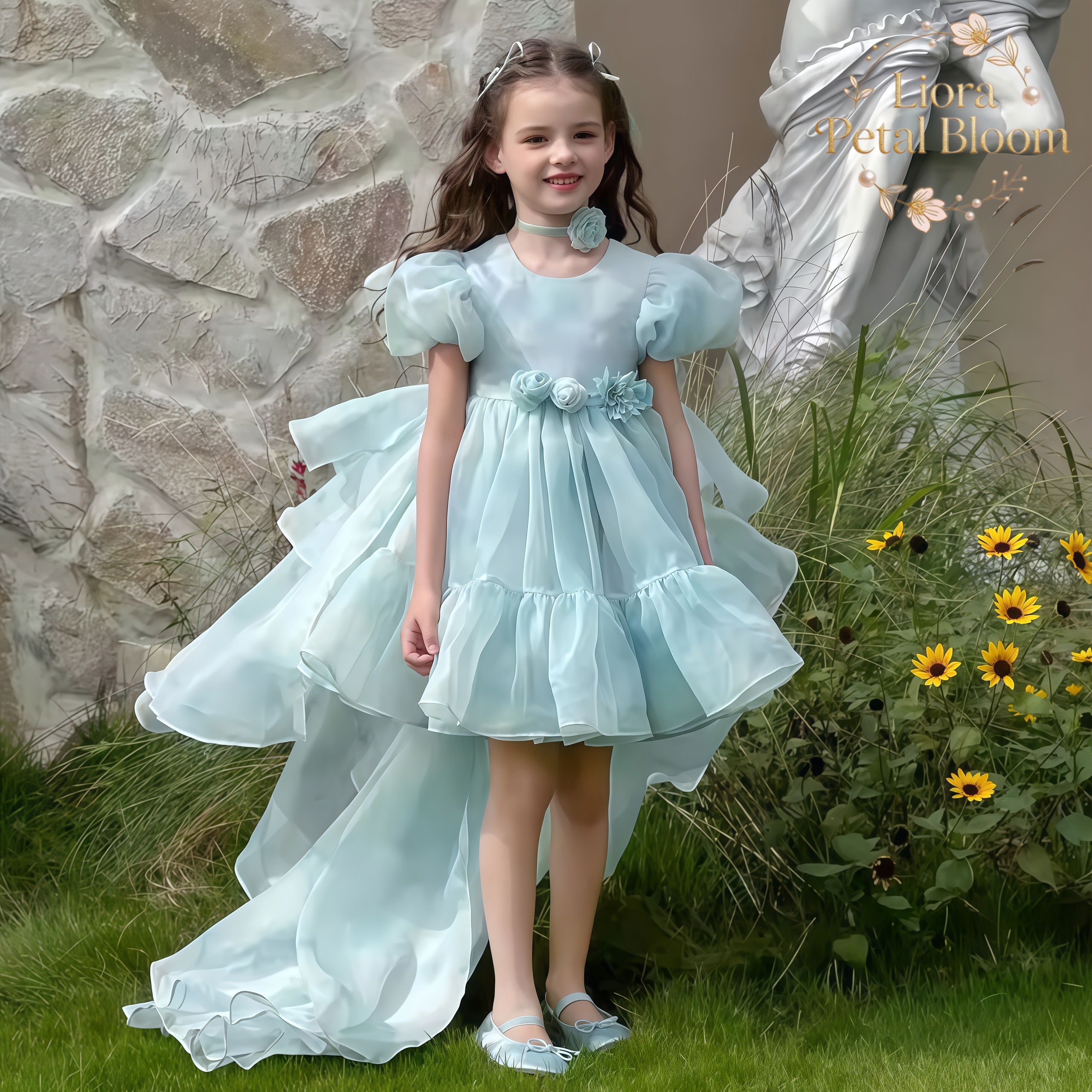 Blue Tulle Gown  Girls' Bow Pa - Women Formal Wear Dress avis et prix