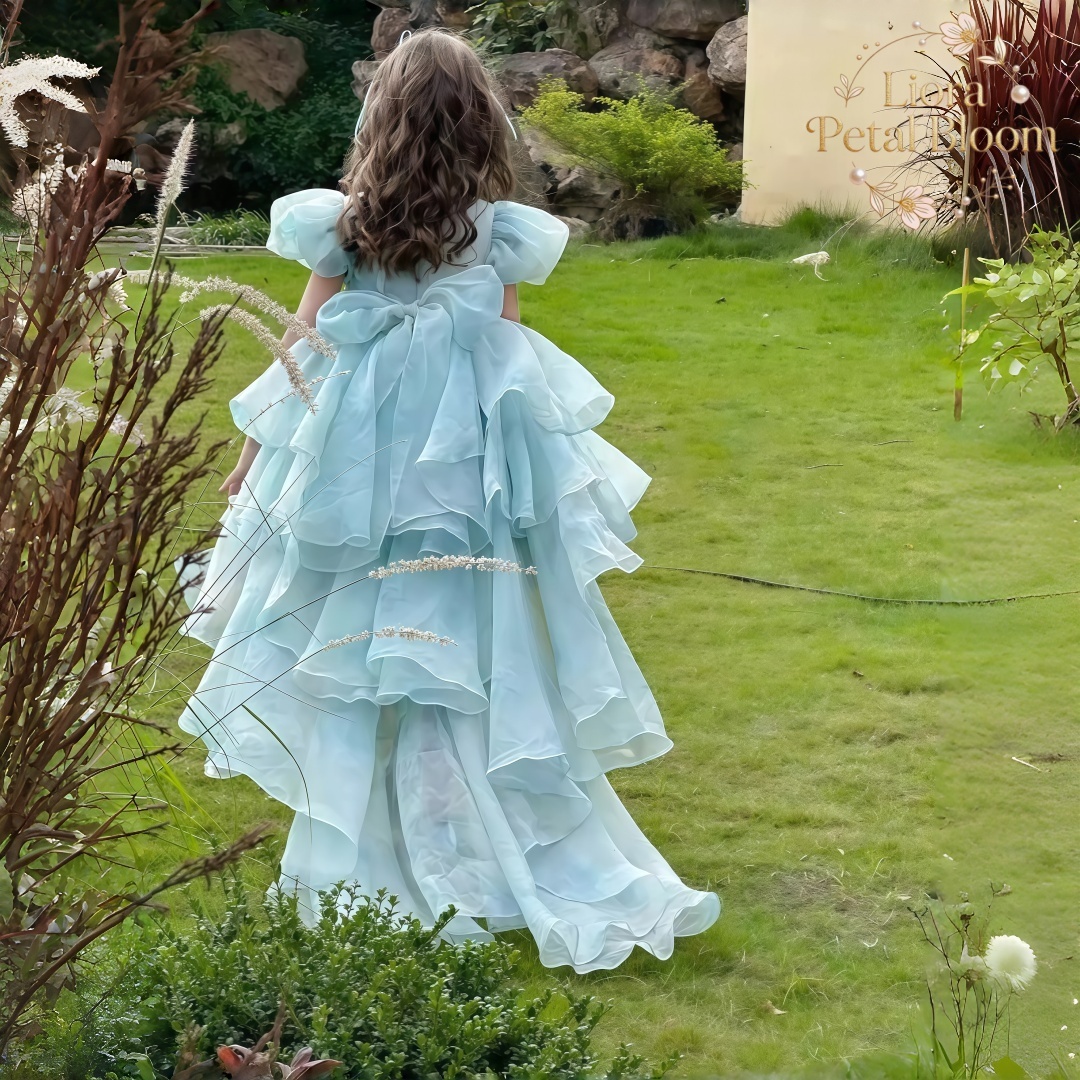 Blue Tulle Gown  Girls' Bow Pa - Women Formal Wear Dress avis et prix