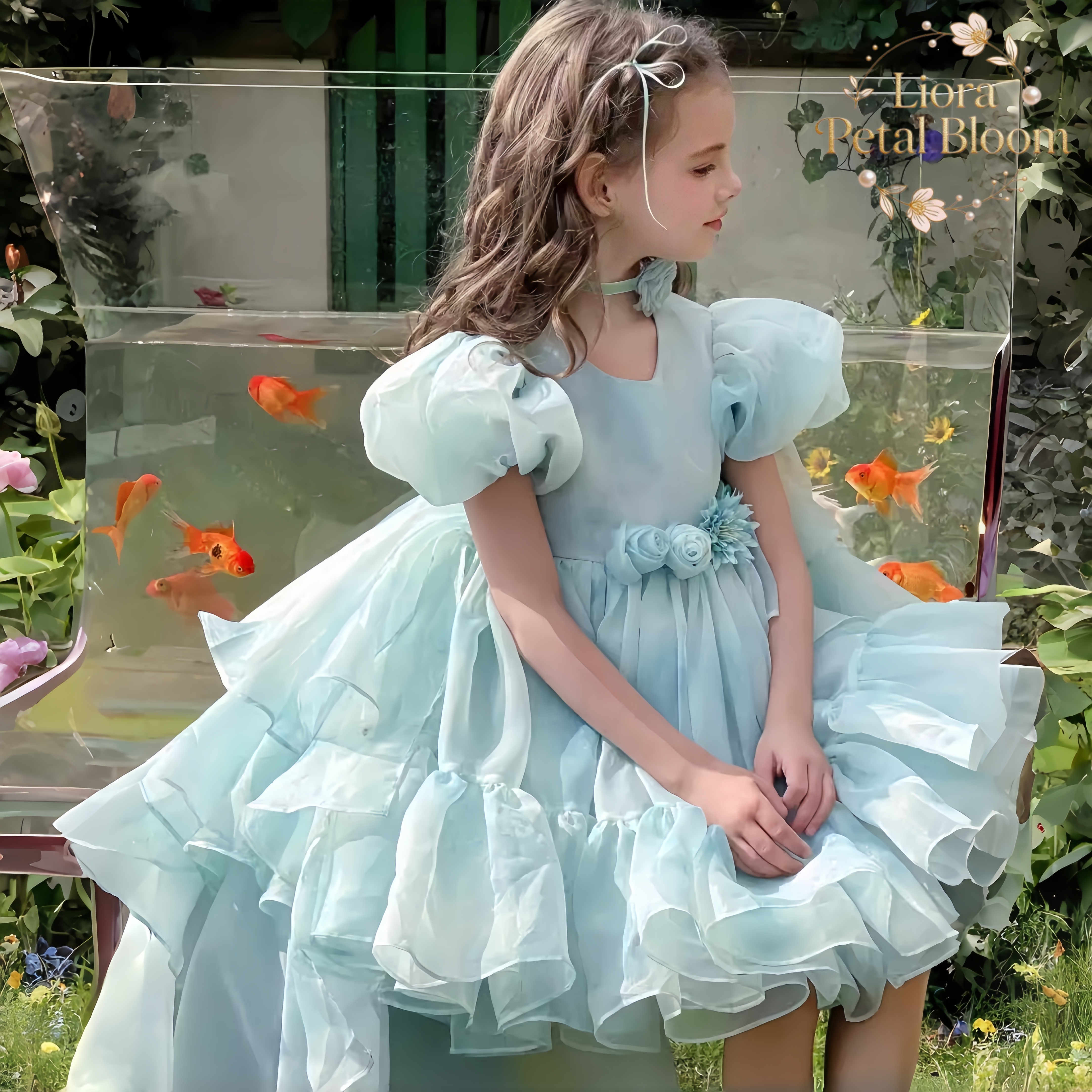 Blue Tulle Gown  Girls' Bow Pa - Women Formal Wear Dress avis et prix